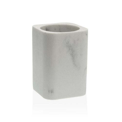 Toothbrush Holder Versa Marble White Resin (7,7 x 10,7 x 7,7 cm)